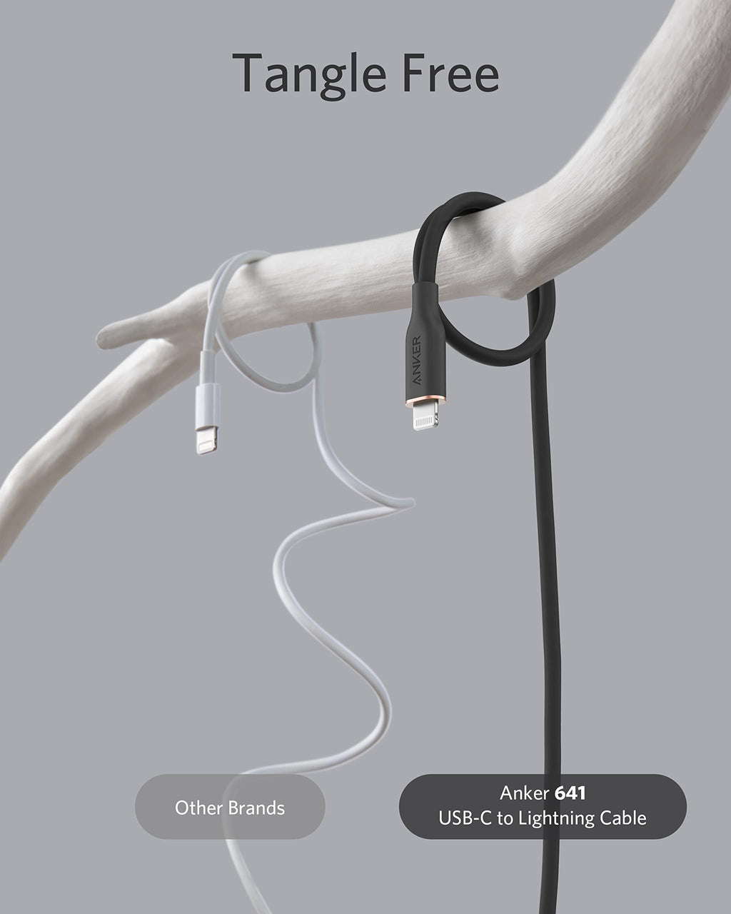 with black cable for tangle-free charging