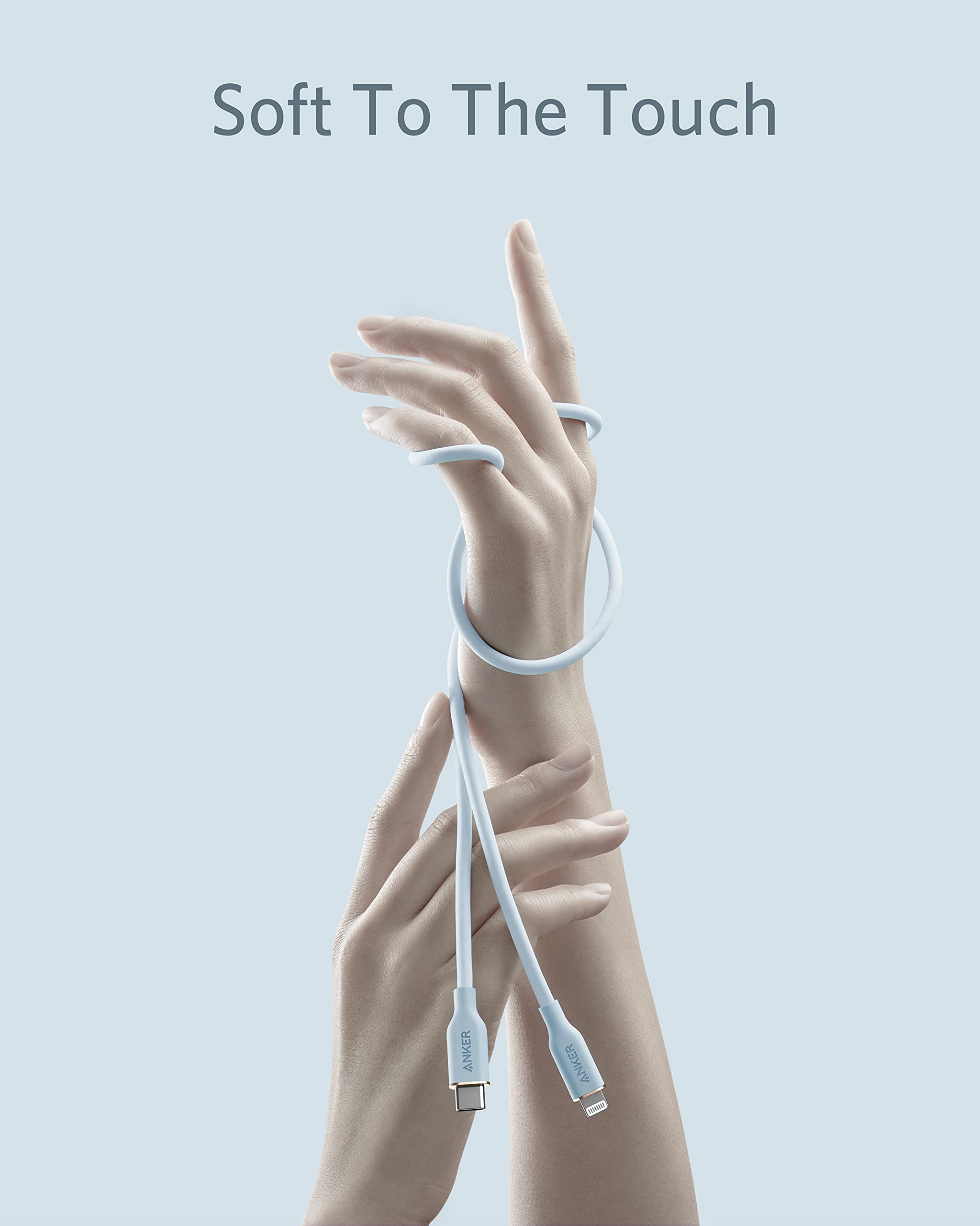 with soft touch USB-C to Lightning cable