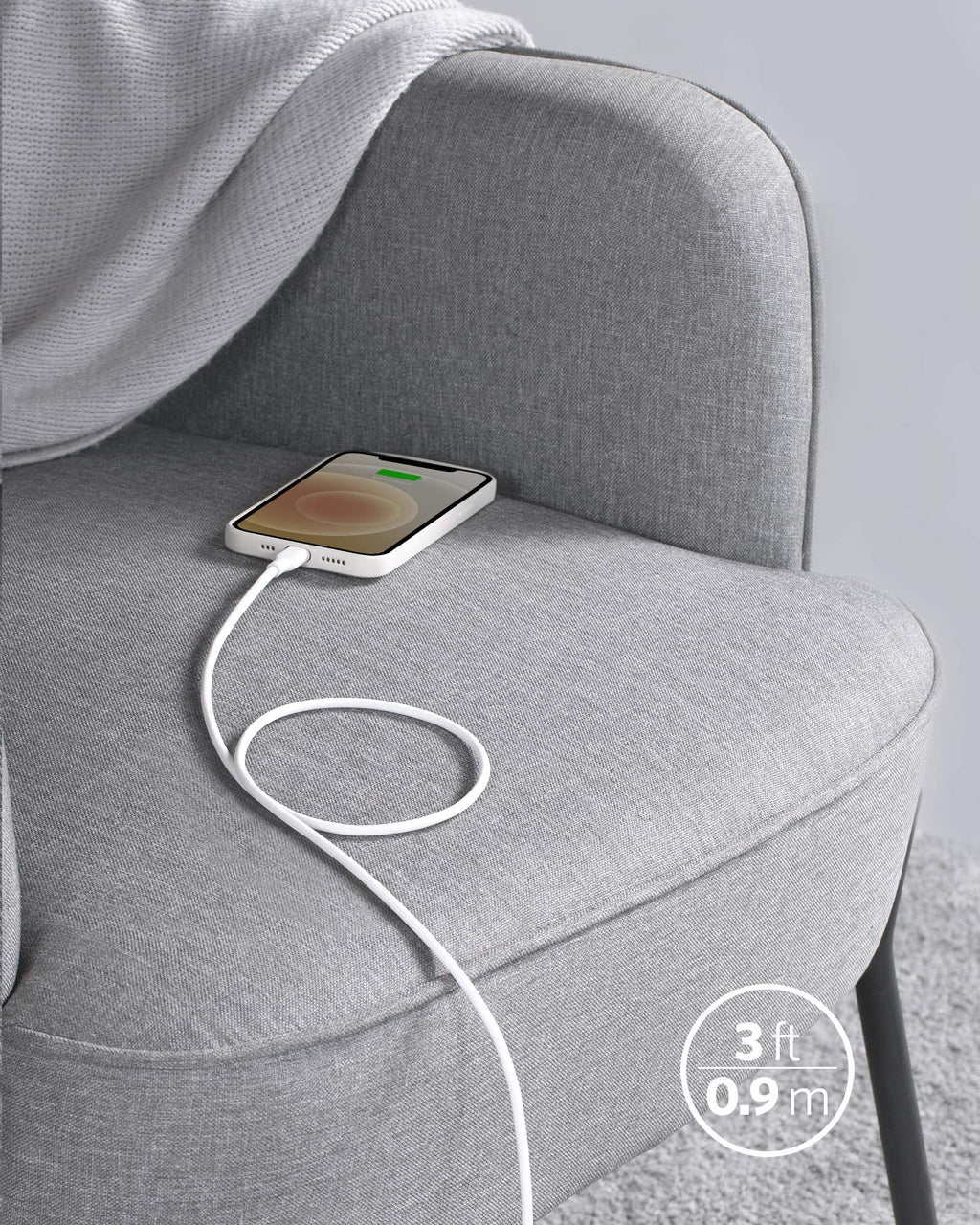 with 3 ft charging cable for phone