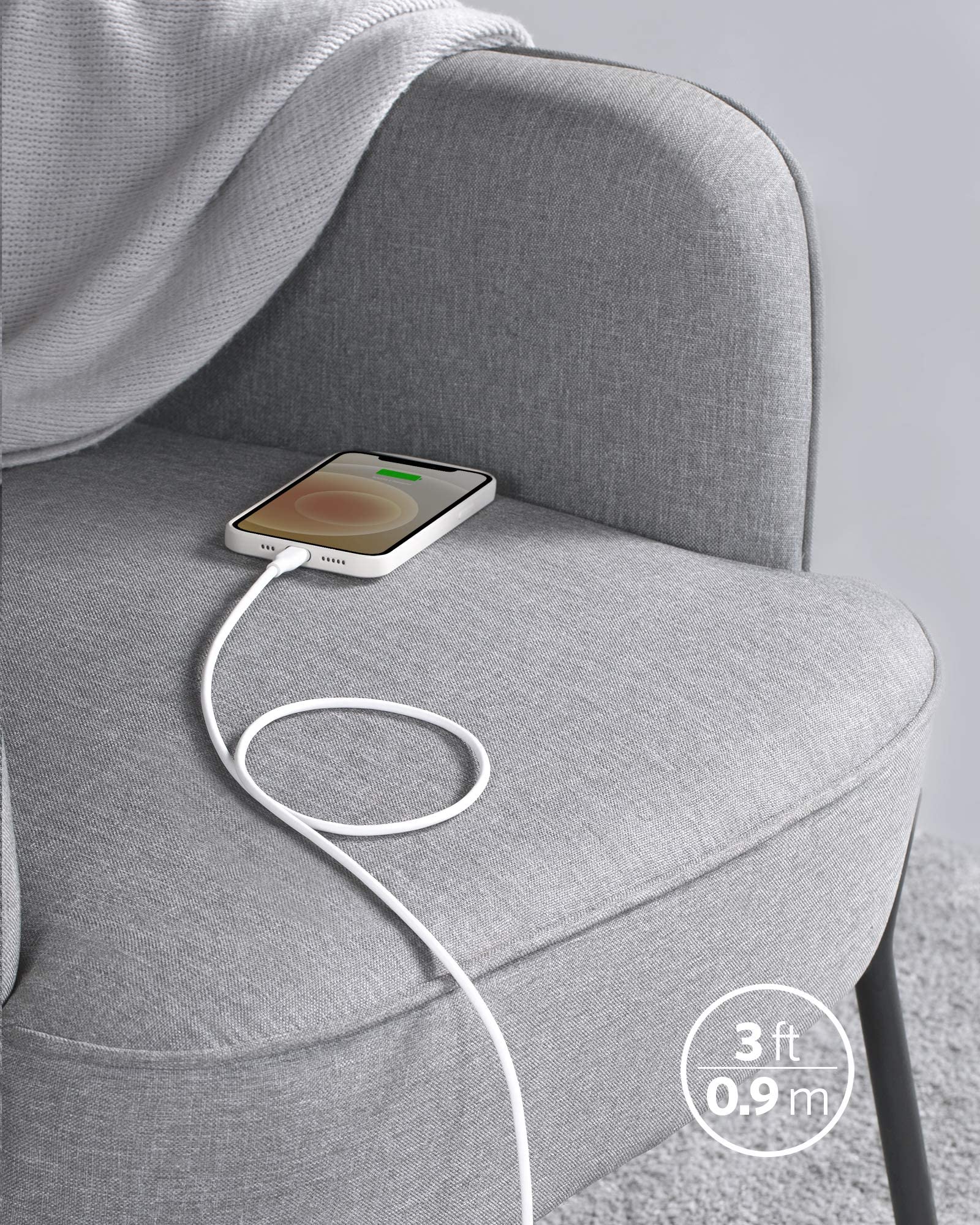 with 3 ft charging cable for phone