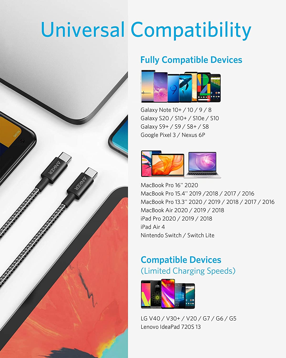USB-C cable with universal compatibility for Keyword