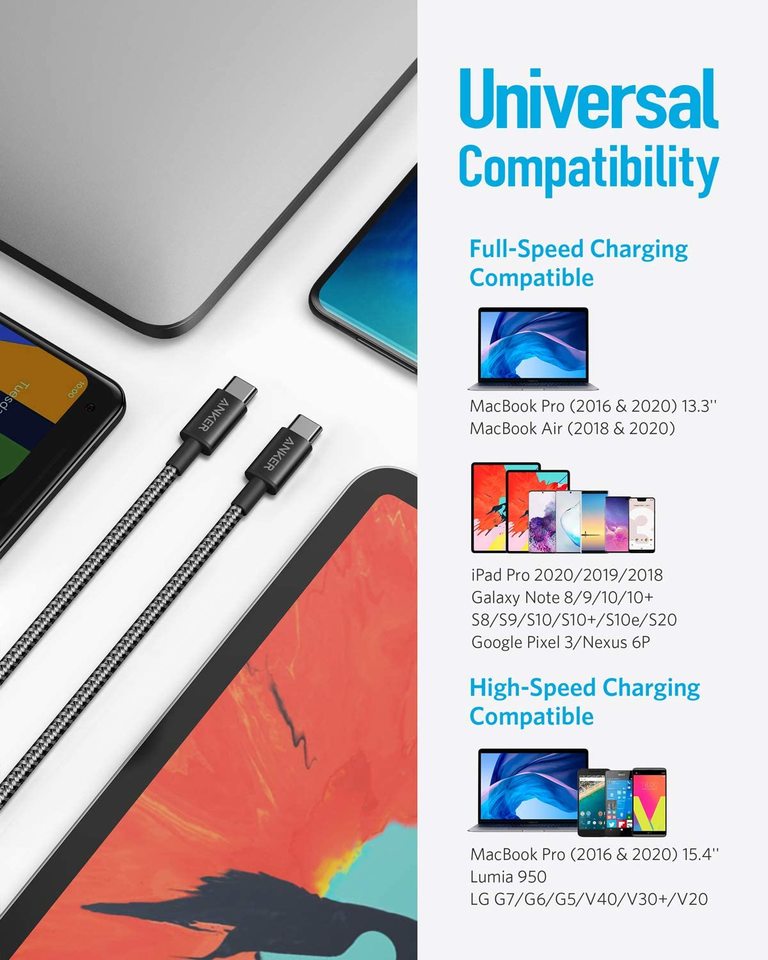 braided nylon cable with universal compatibility for charging