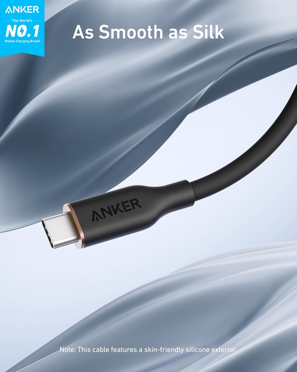 cable with skin-friendly silicone exterior for smoothness