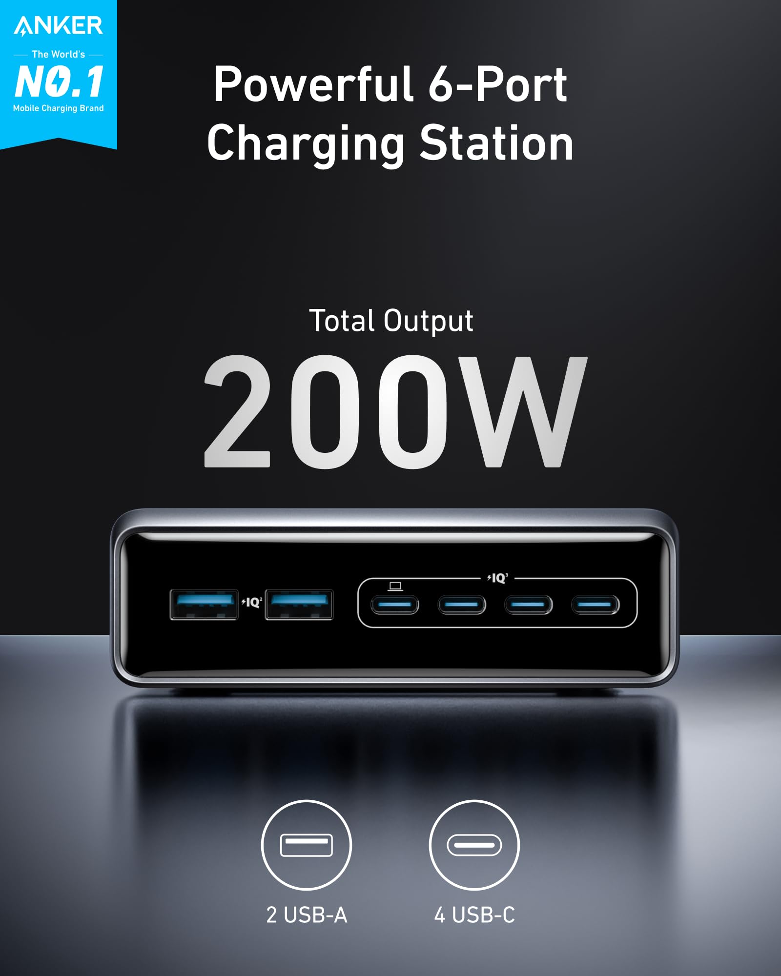 Prime Charger (200W, 6 Ports, GaN) and Prime USB-C to USB-C Cable 240W