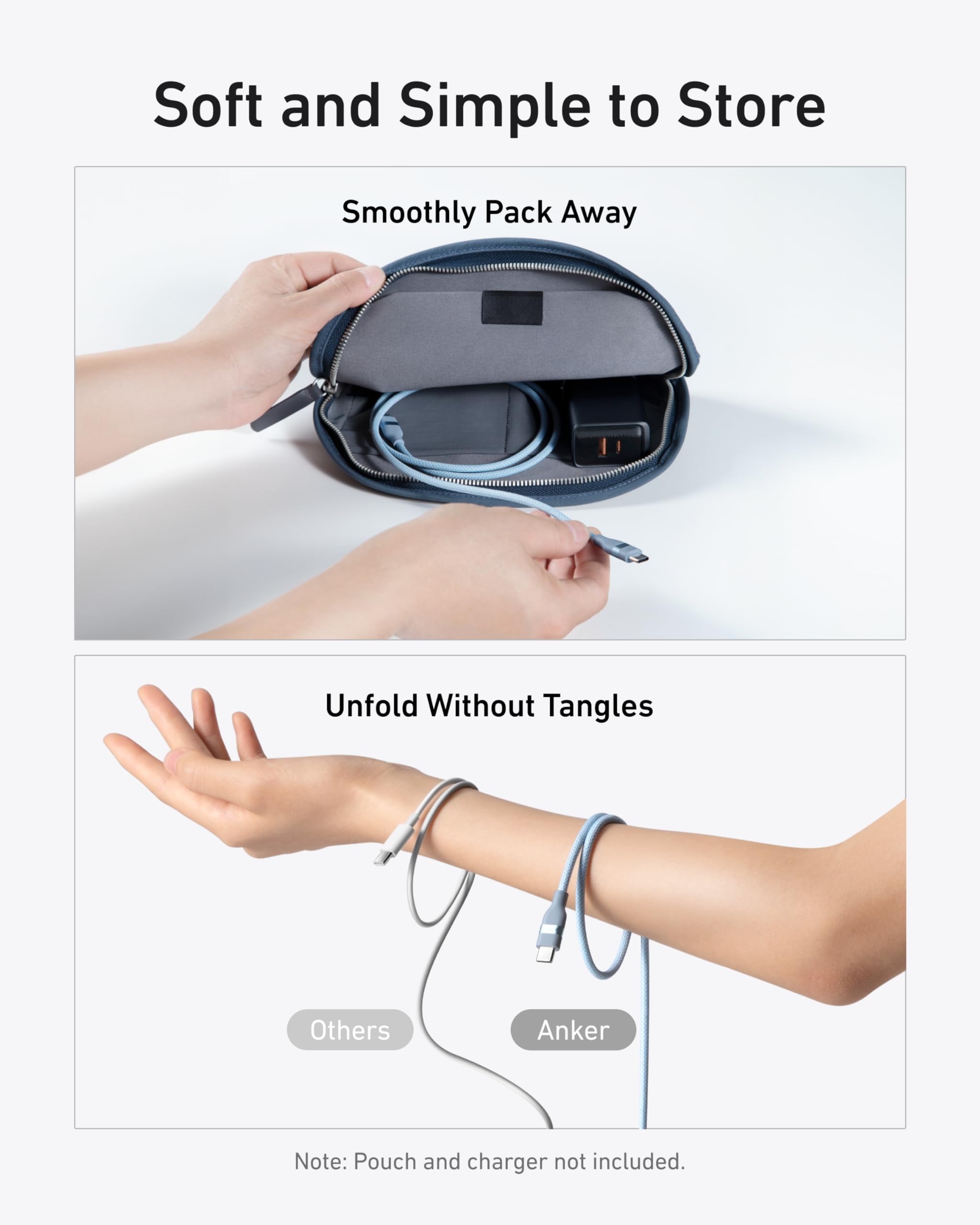 cable for smooth storage and tangle-free use