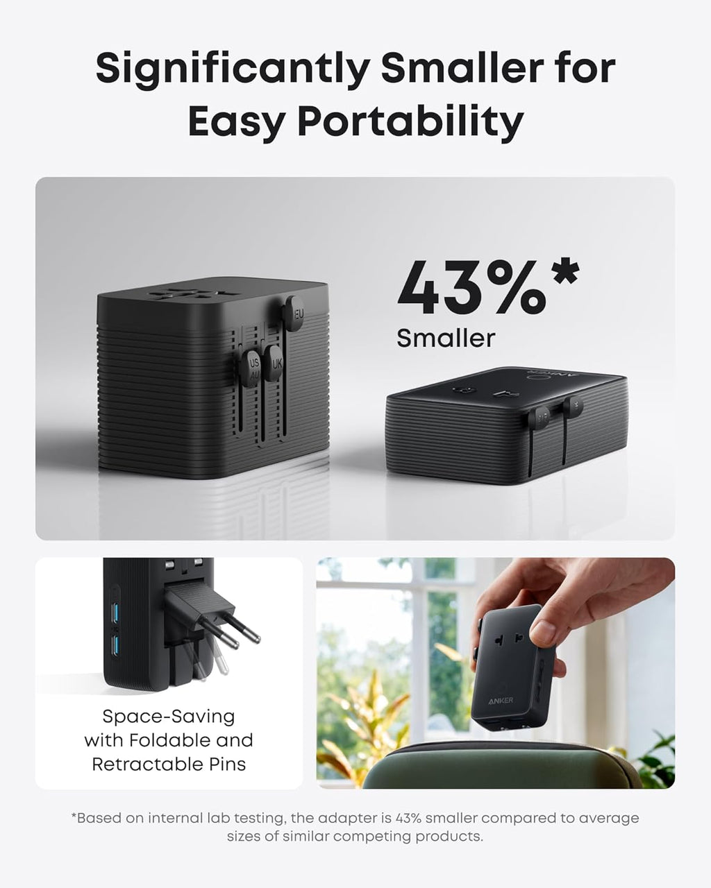 adapter with compact design for portability