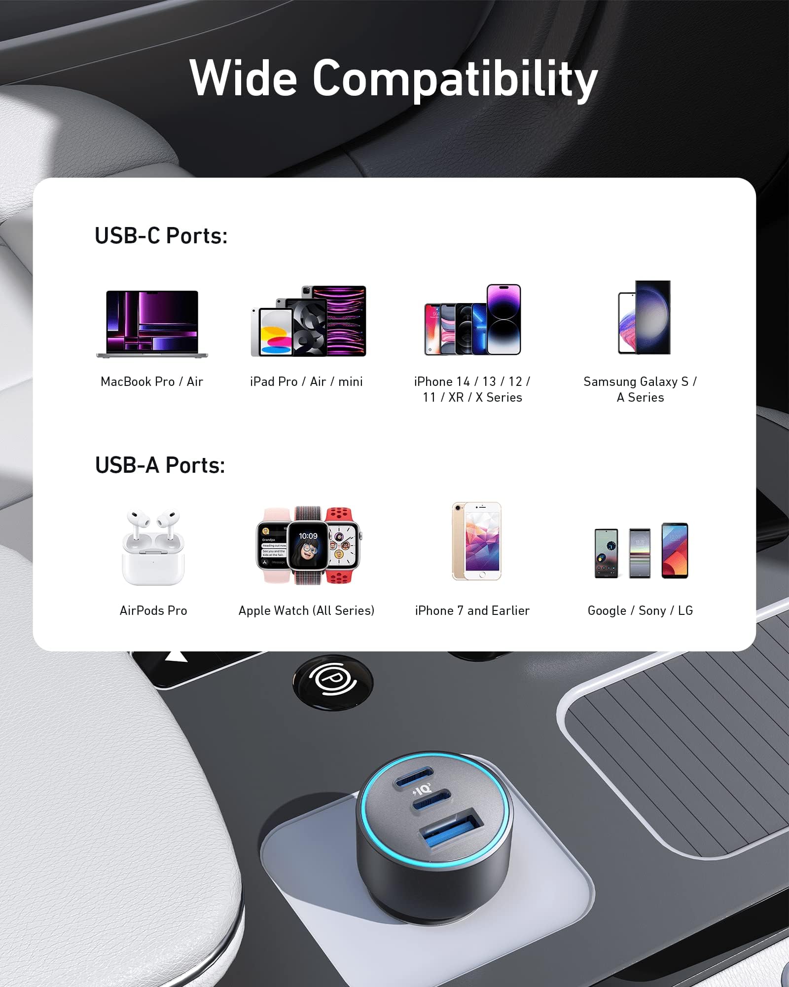 charger showing wide compatibility for USB devices