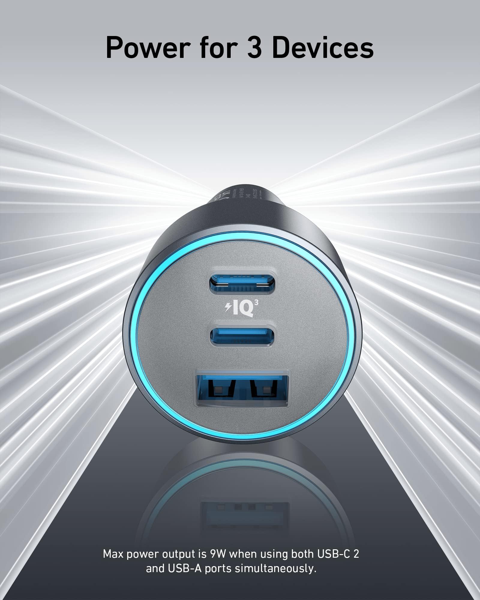 power adapter with three USB ports for charging