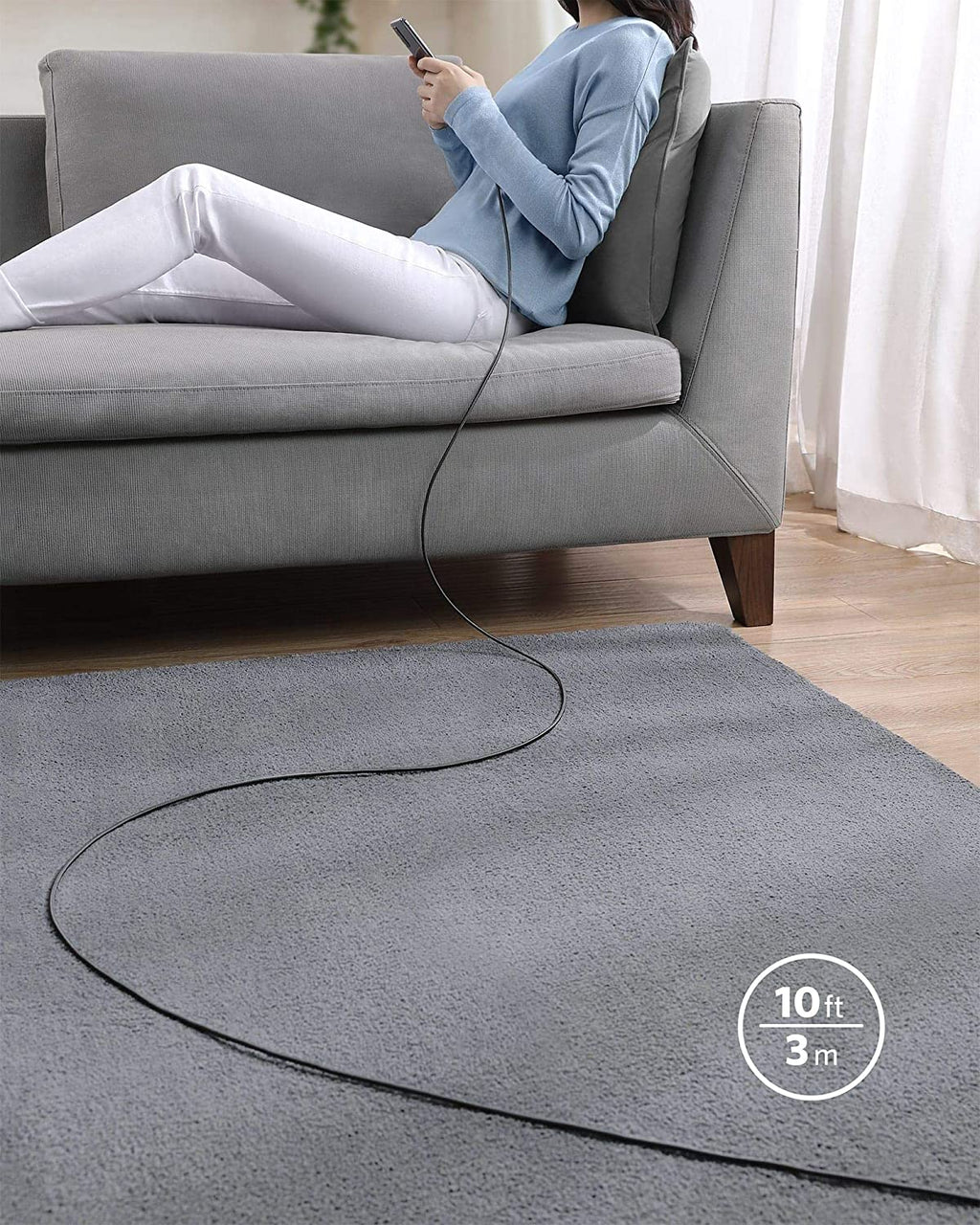 USB-C cable with 10ft length for flexible charging