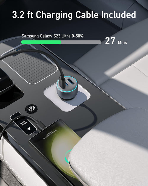 car charger with 3.2 ft cable for fast charging