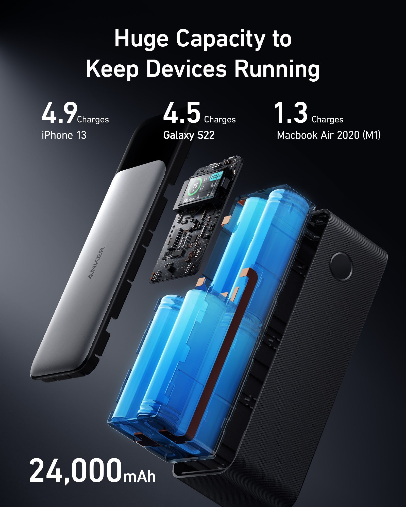 with 24,000mAh for huge battery capacity