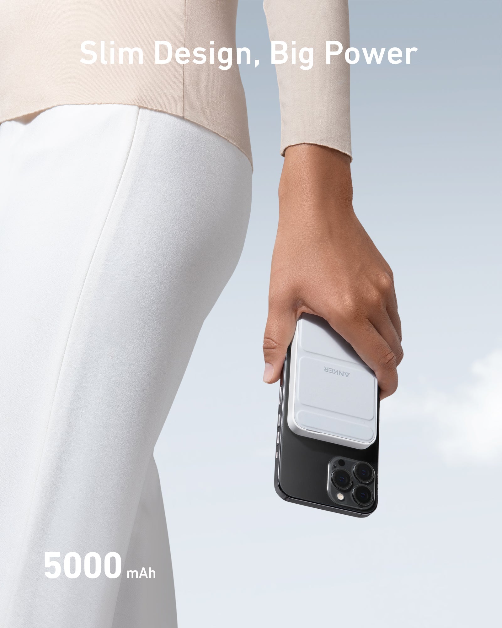 slim power bank with 5000mAh for portable charging