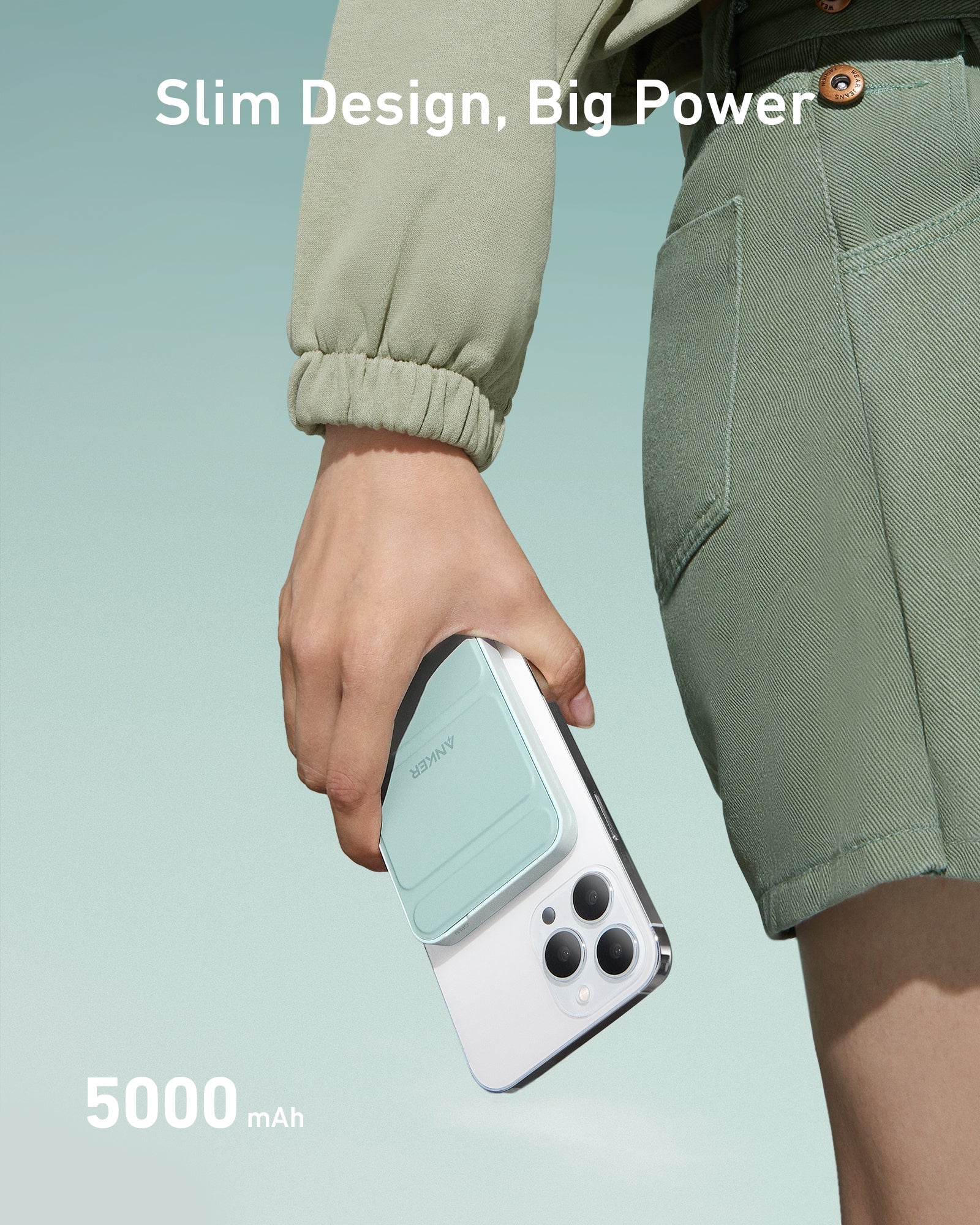 slim magnetic power bank for iPhone with 5000mAh