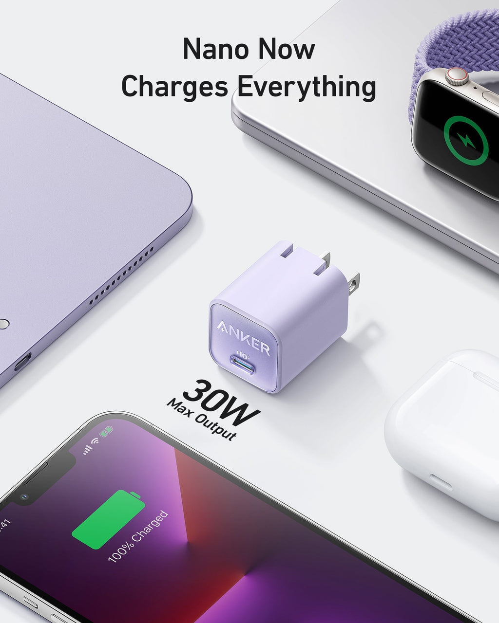 charger with 30W output for fast charging