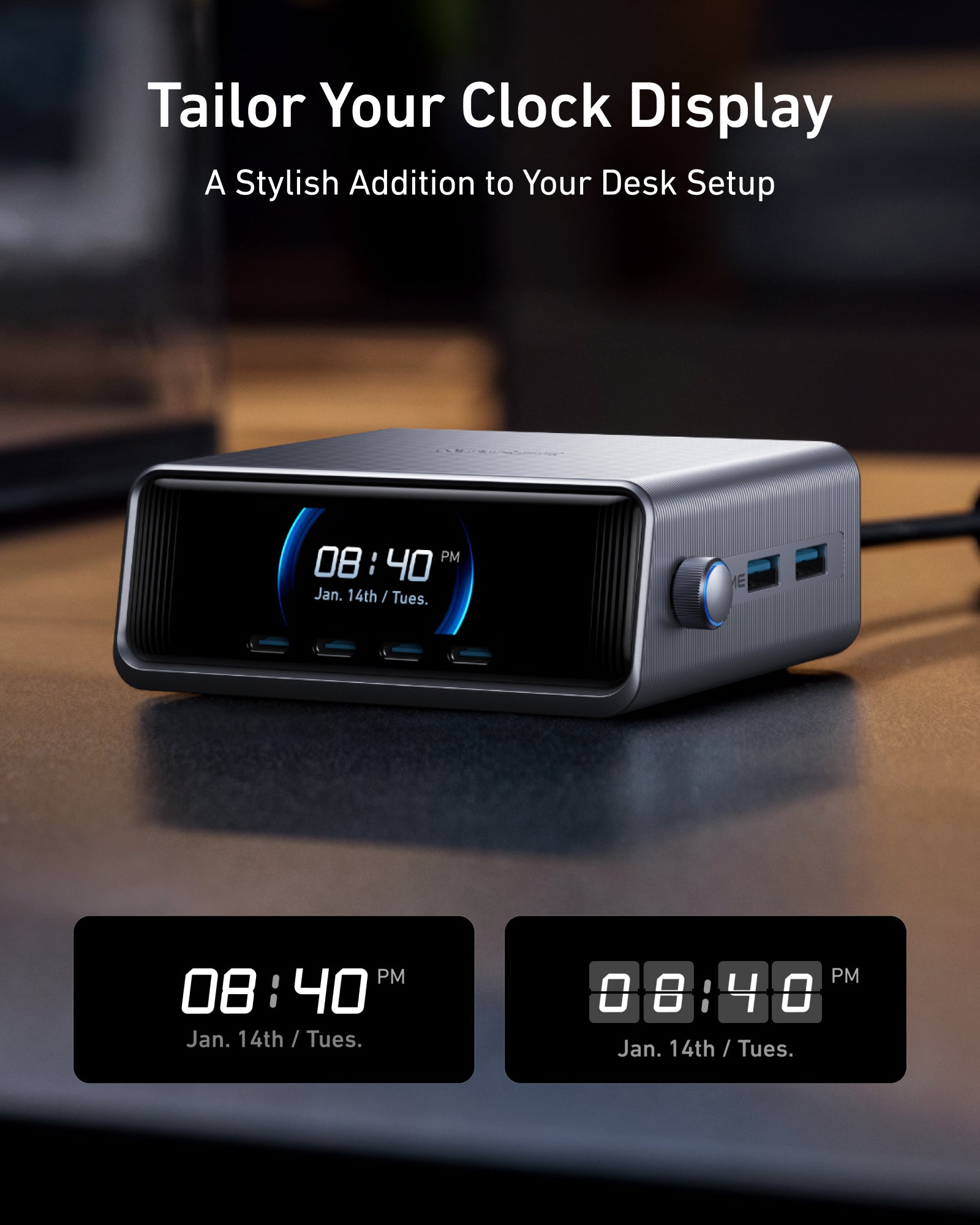 desk clock with customizable display for Keyword