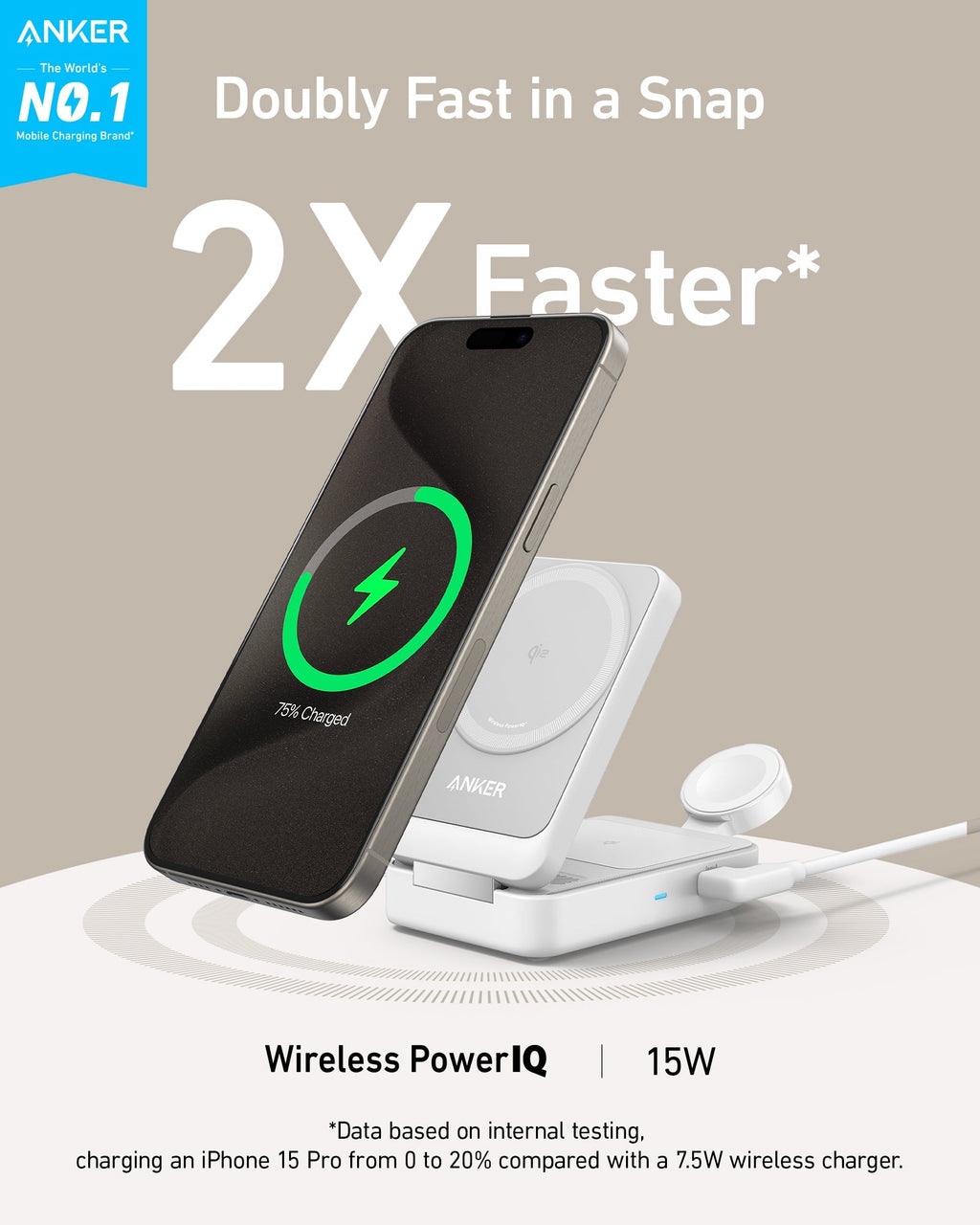 wireless charging station with phone for double fast charging