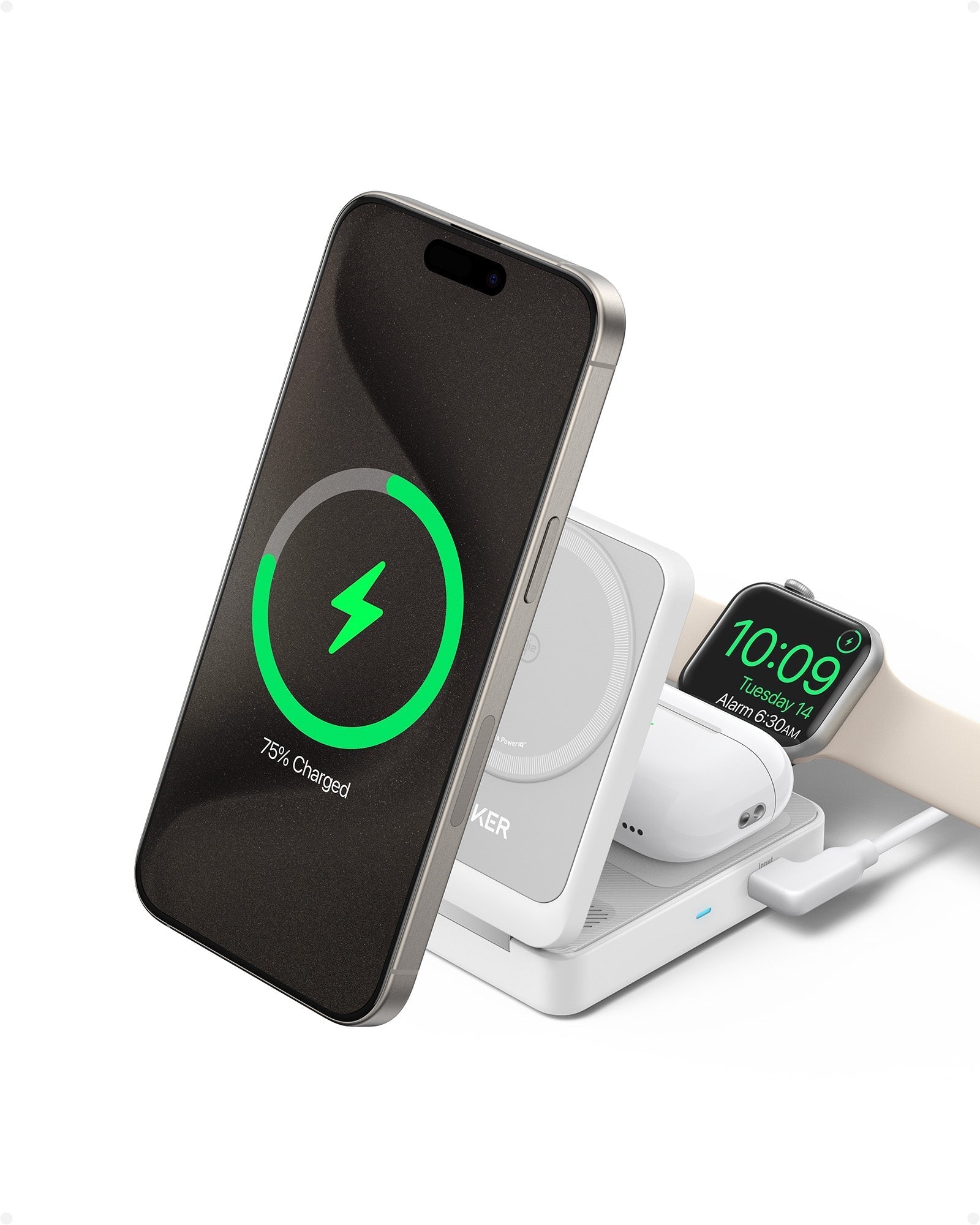 wireless charging station with phone and watch for fast charging