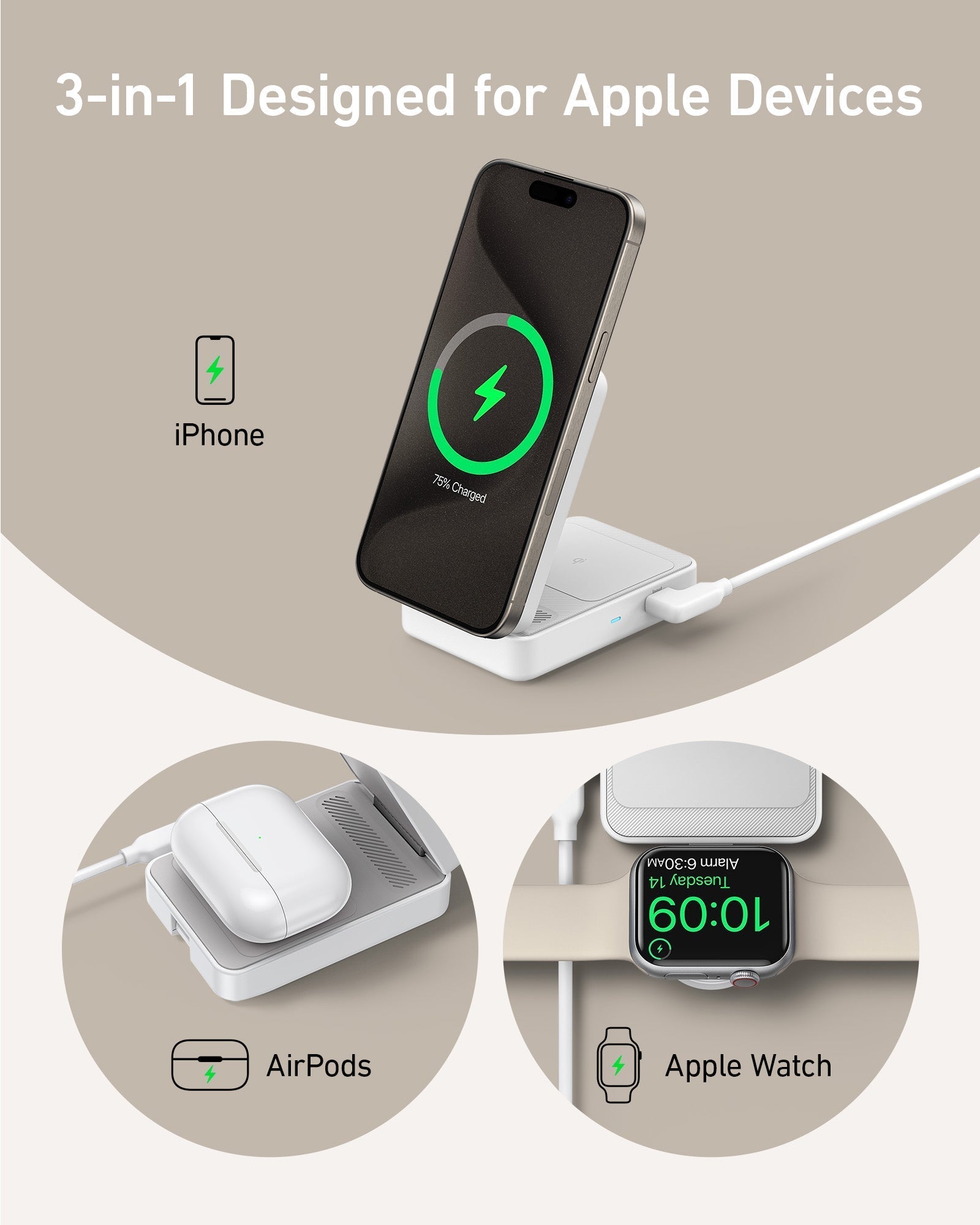 Refurbished MagGo Wireless Charging Station (Foldable 3-in-1)