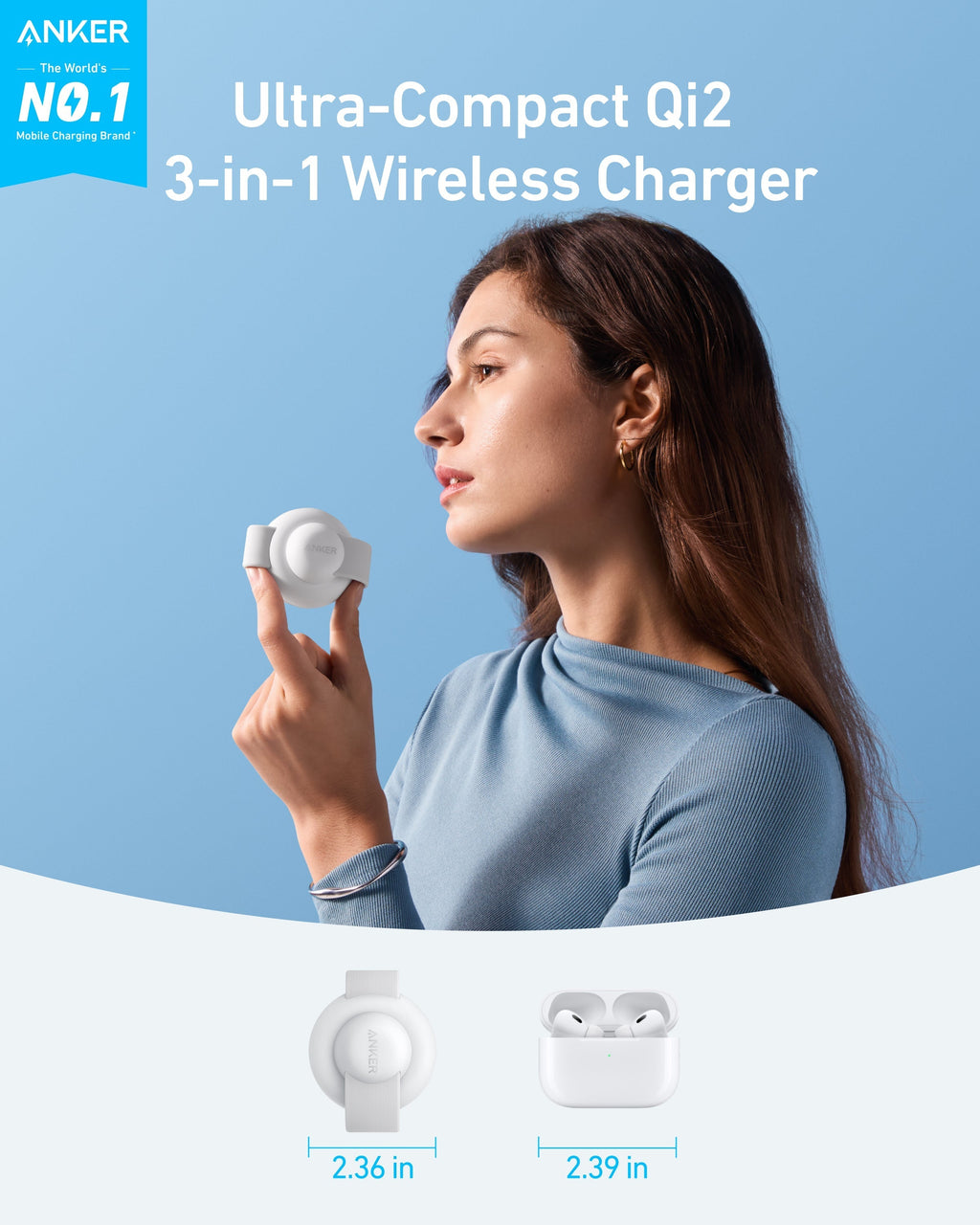 MagGo Wireless Charging Station (3-in-1, Foldable Pad) and Nano Travel Adapter (5-in-1, 20W, 1-Pack)