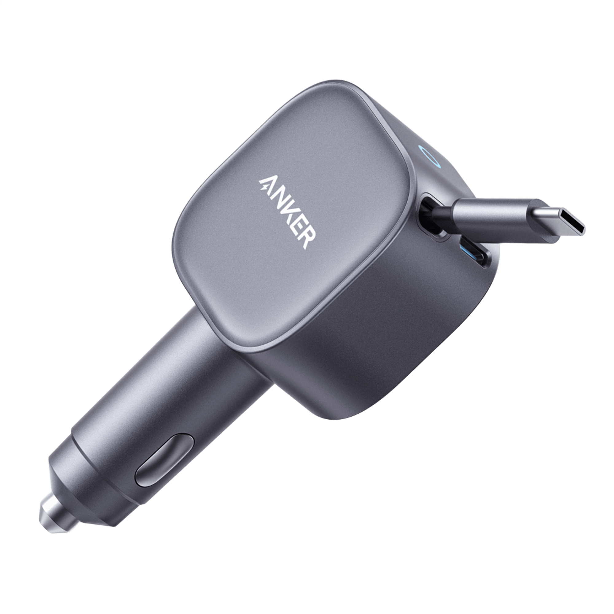car charger with USB-C retractable cable for efficient charging