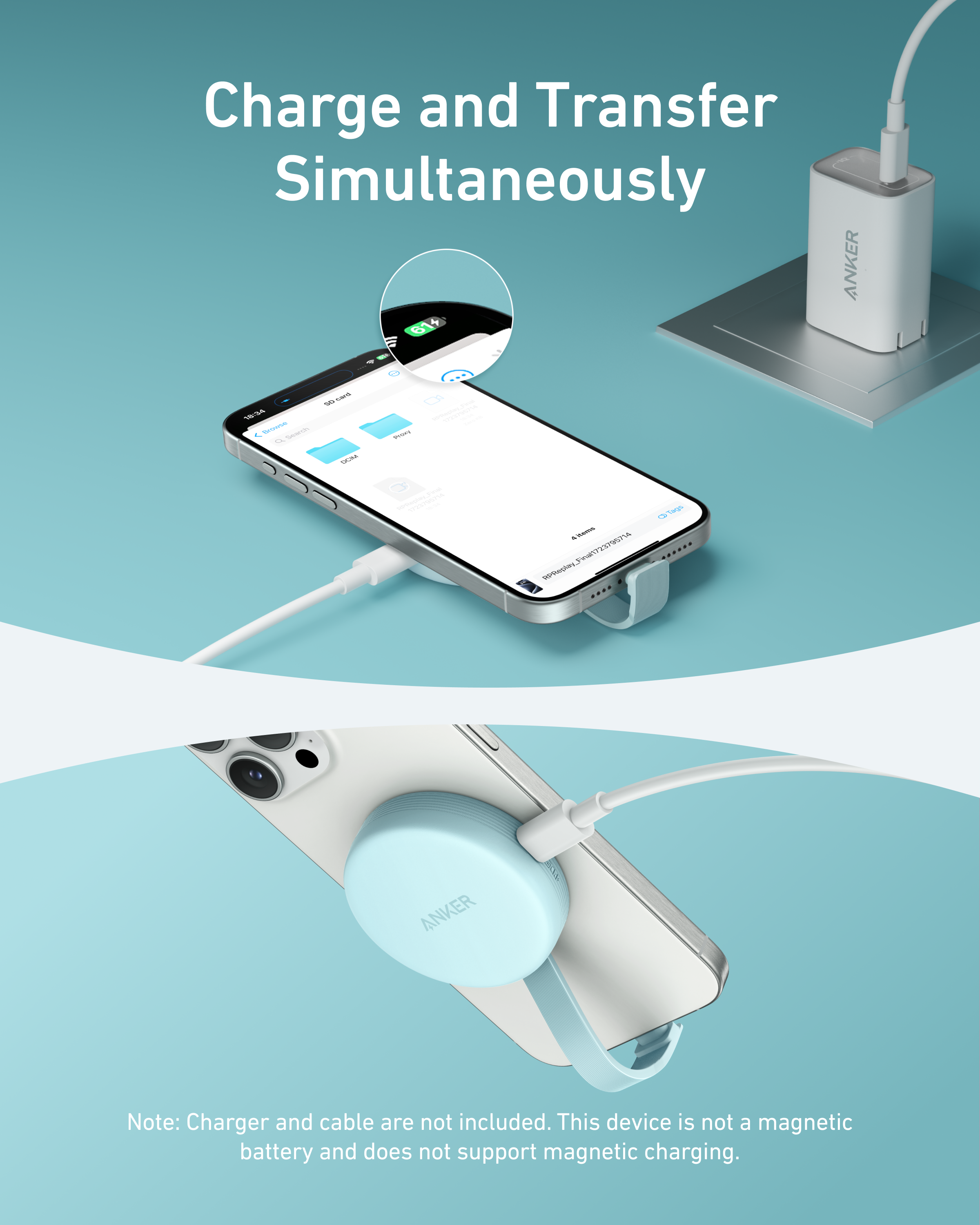 with simultaneous charging and data transfer for mobile