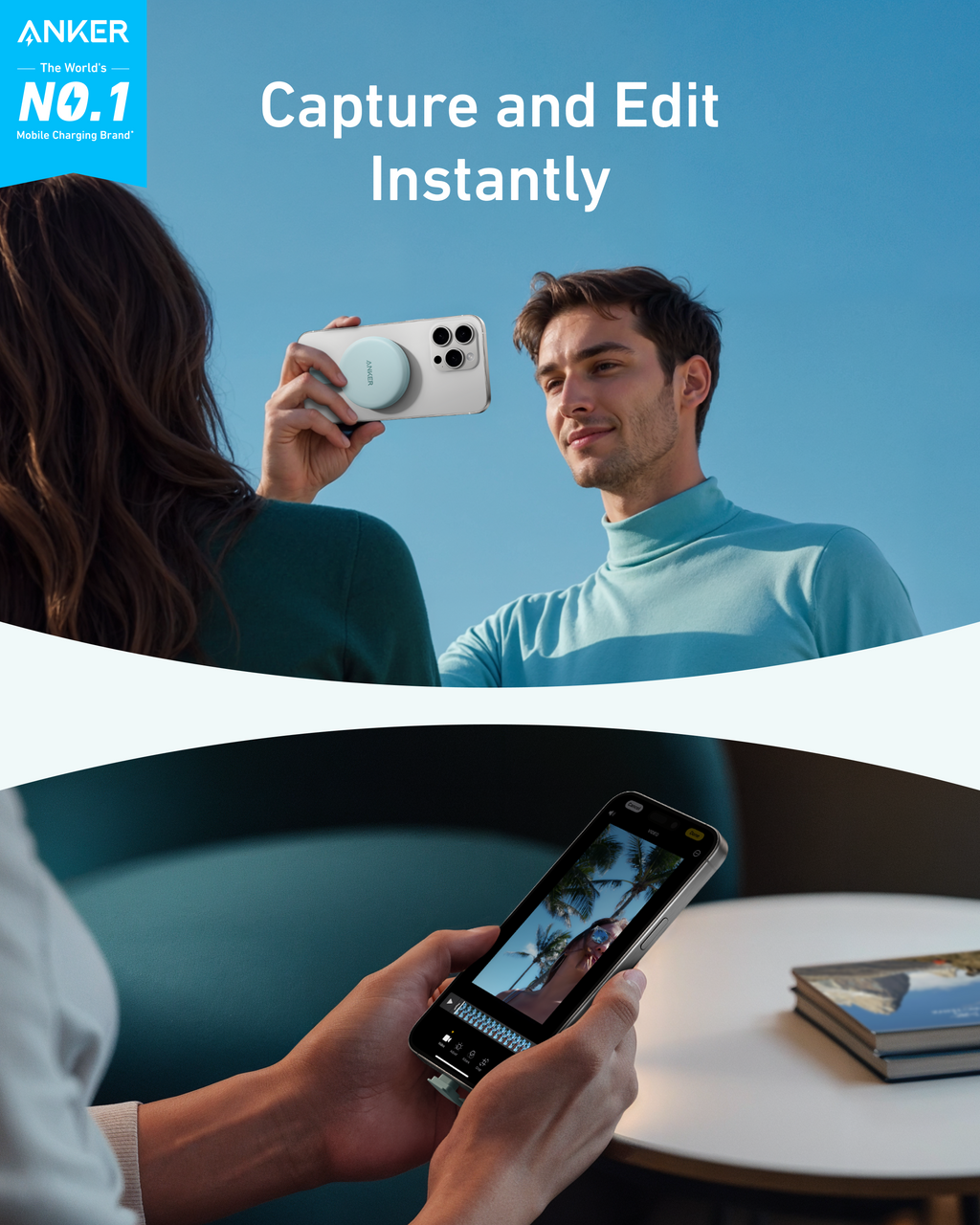 with smartphone holder for instant photo capture