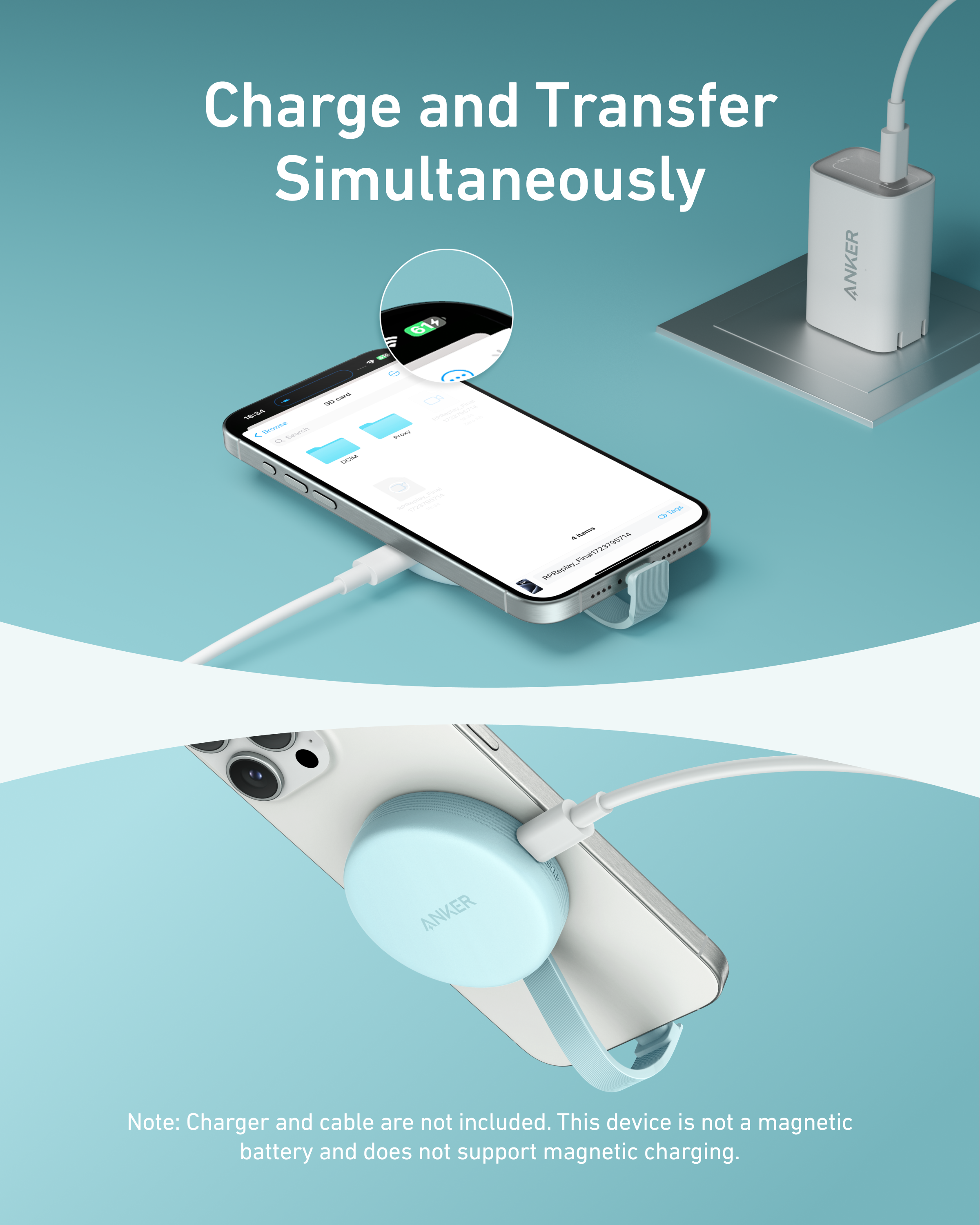 with data cable connected for charging and transfer
