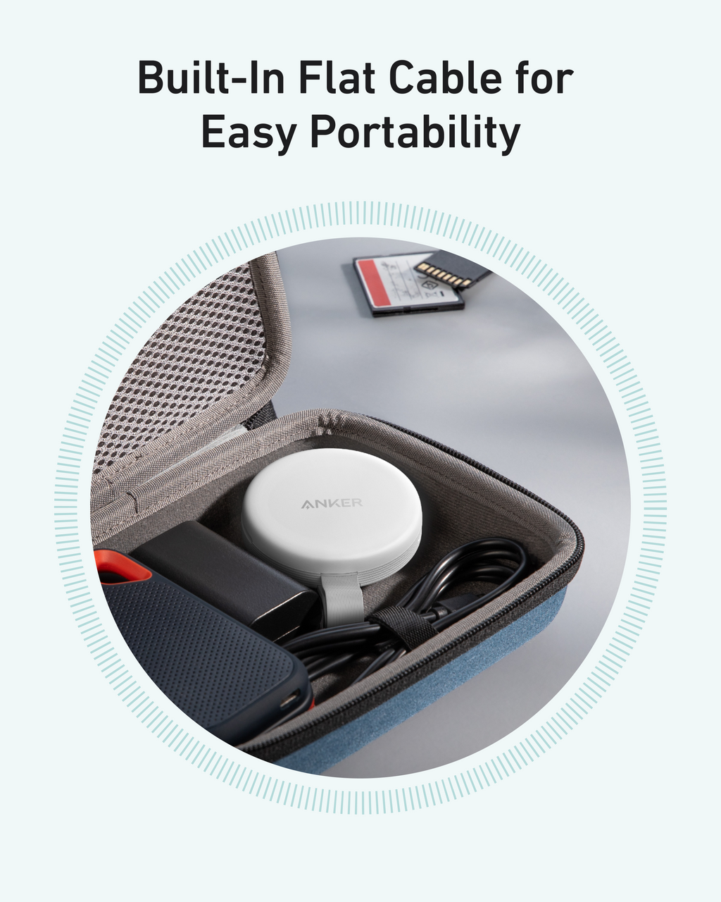 with built-in flat cable for portability