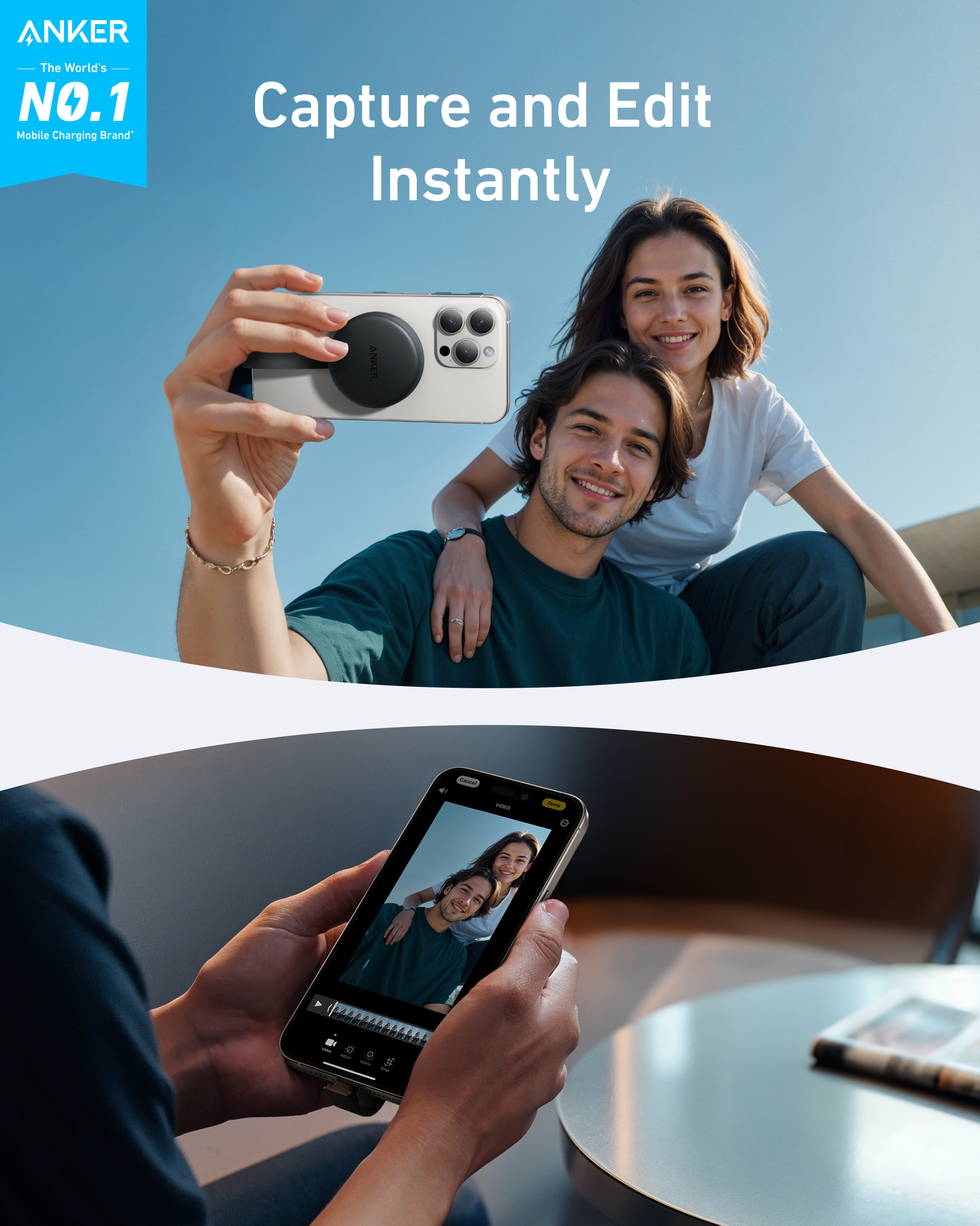 with phone grip for instant capture and editing