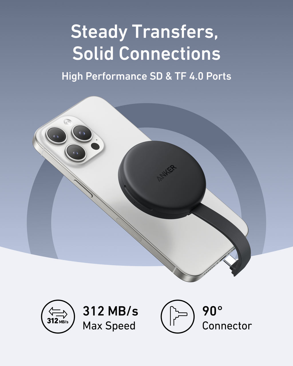 SD TF card reader for fast 312MB/s transfers