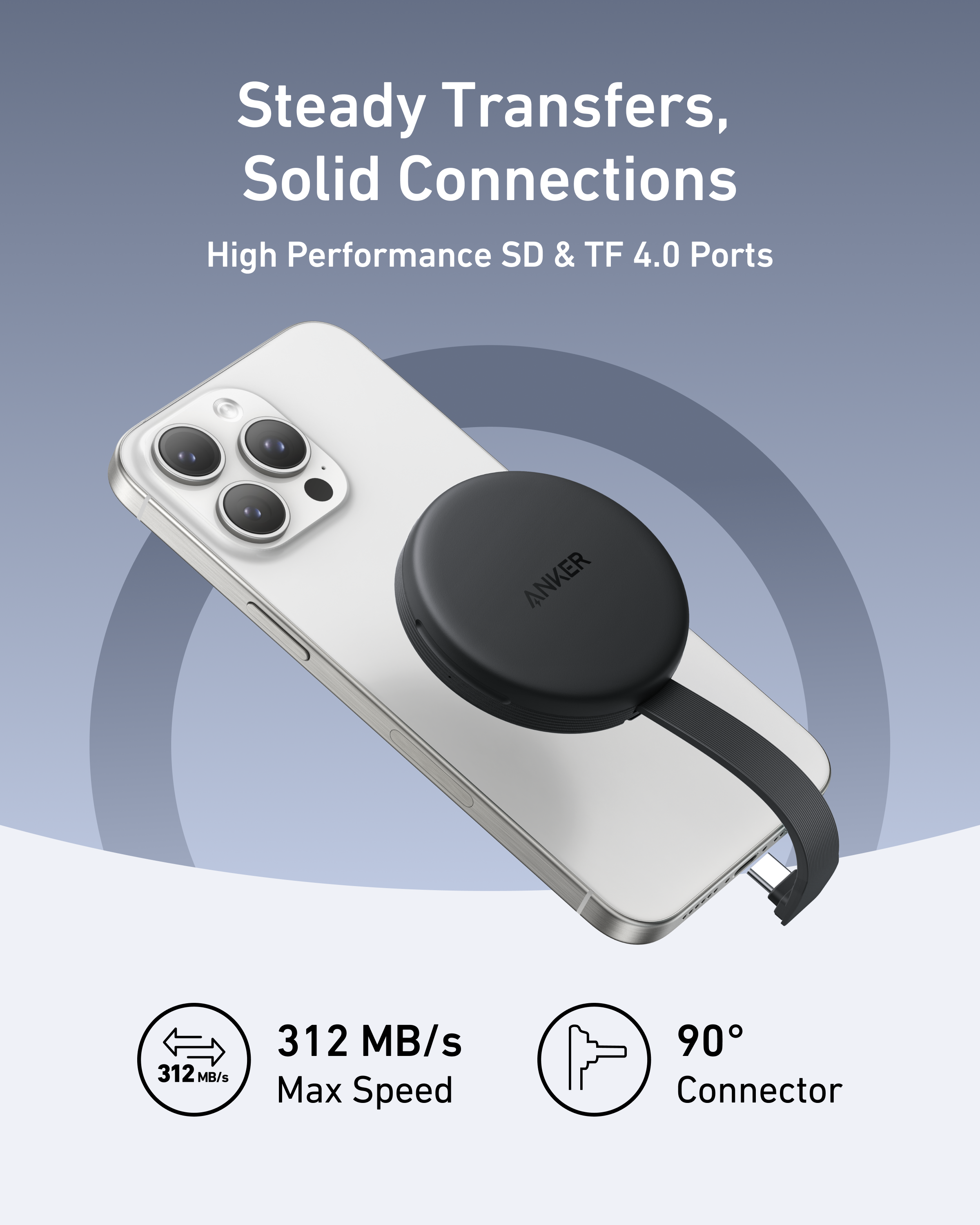 SD TF card reader for fast 312MB/s transfers