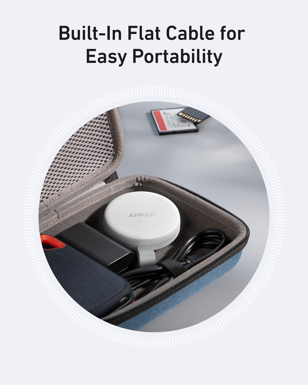 portable hub with built-in flat cable for travel convenience