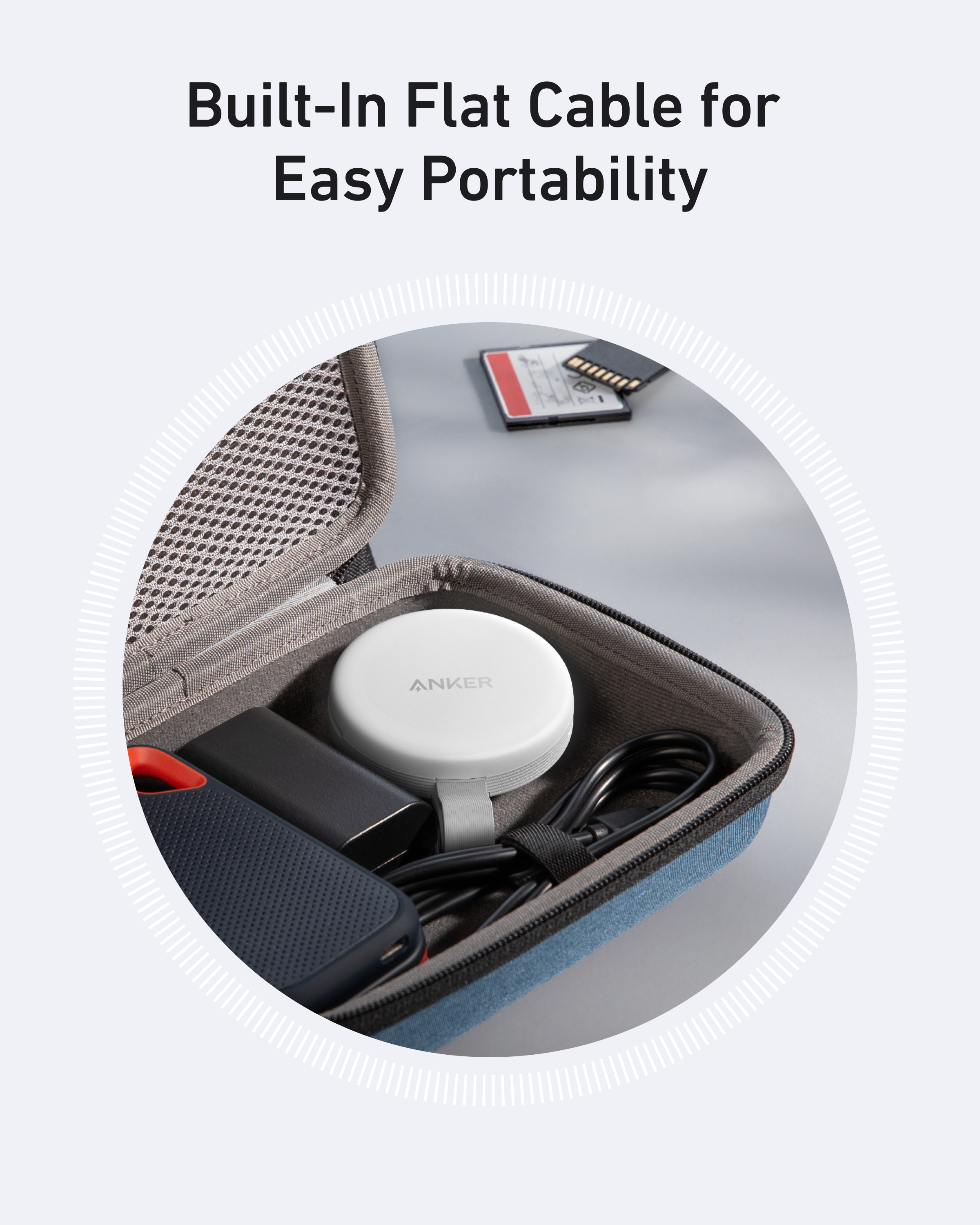 portable hub with built-in flat cable for travel convenience