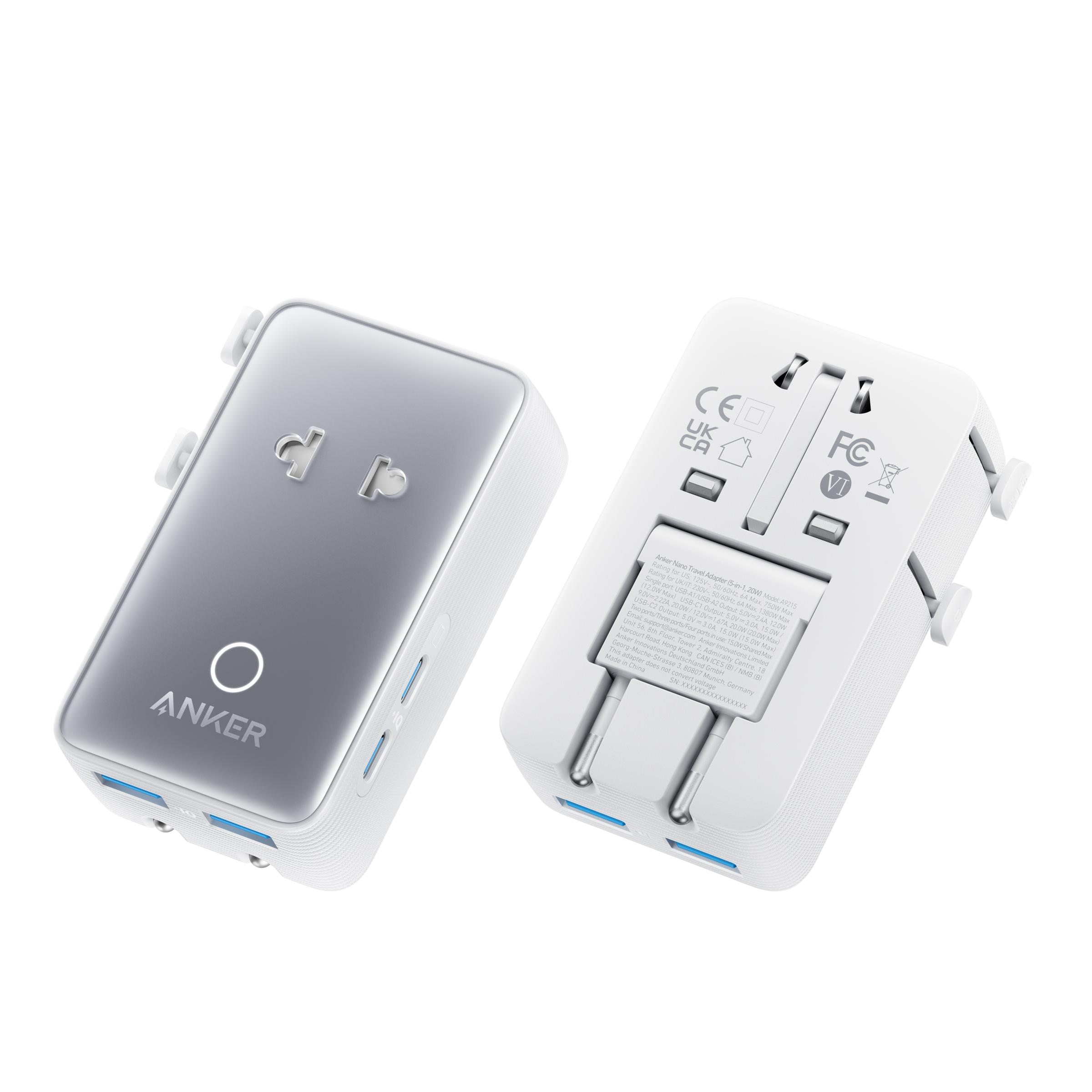 MagGo Wireless Charging Station (3-in-1, Foldable Pad) and Nano Travel Adapter (5-in-1, 20W, 1-Pack)