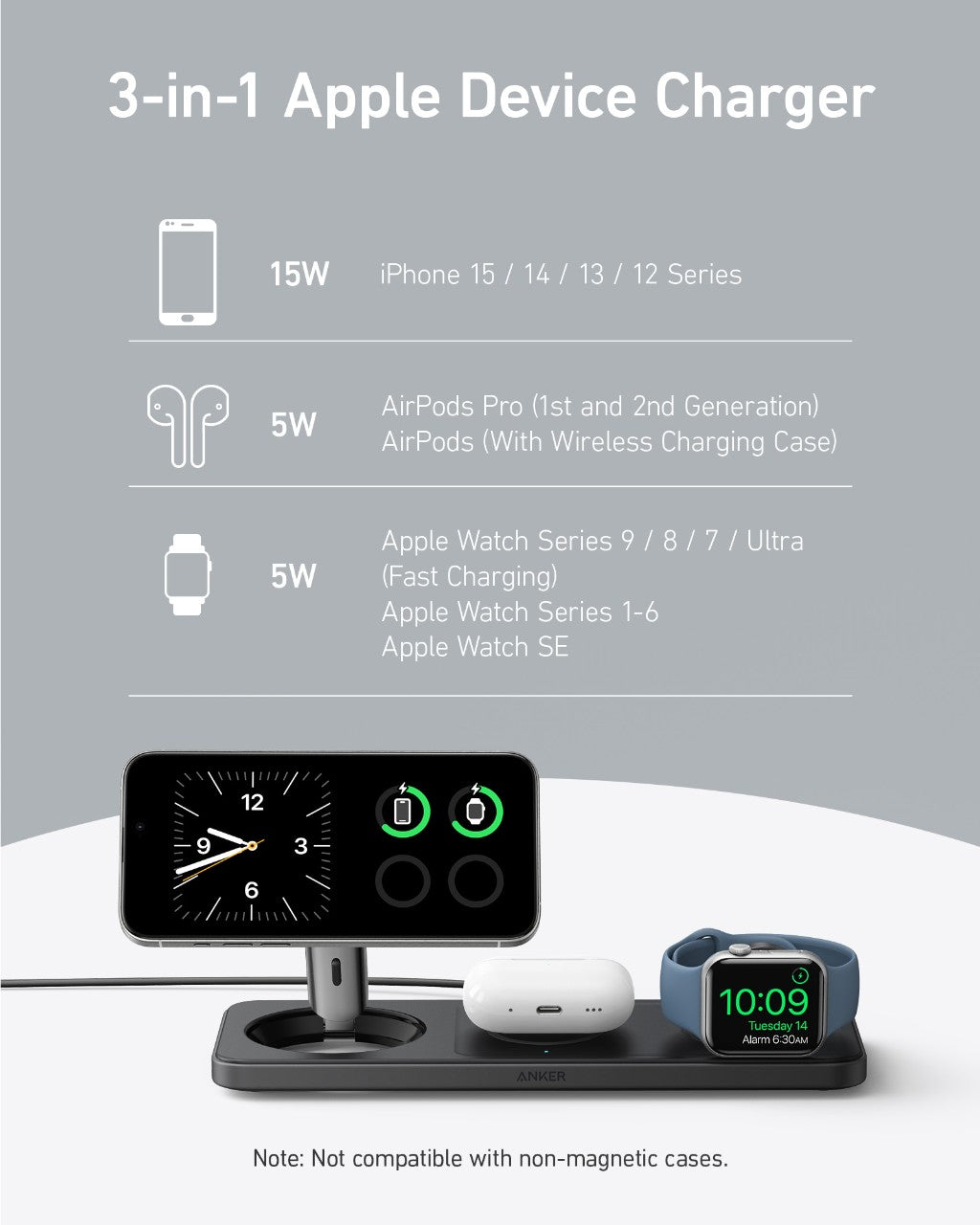 Refurbished MagGo Wireless Charging Station (3-in-1 Pad)