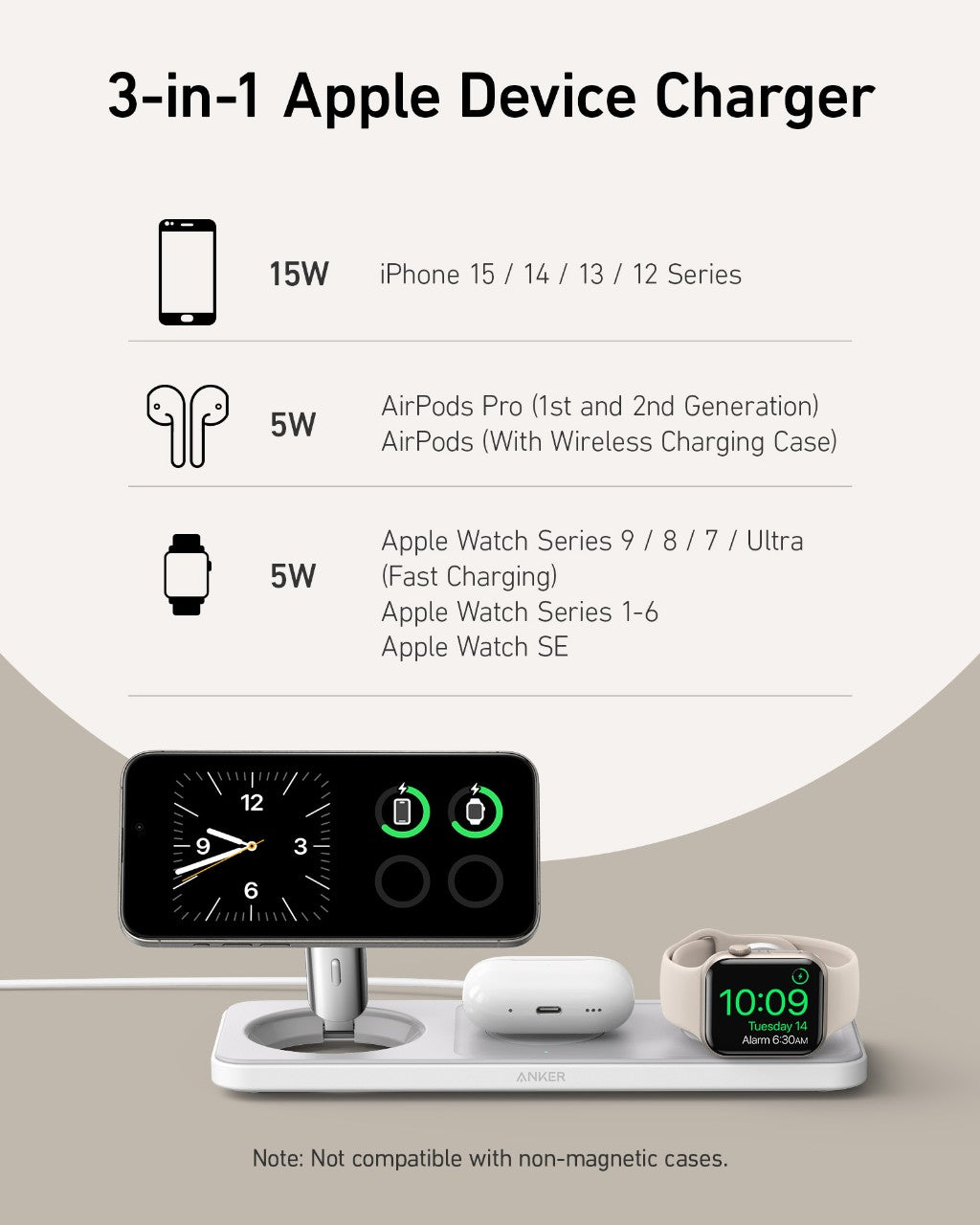 Refurbished MagGo Wireless Charging Station (3-in-1 Pad)