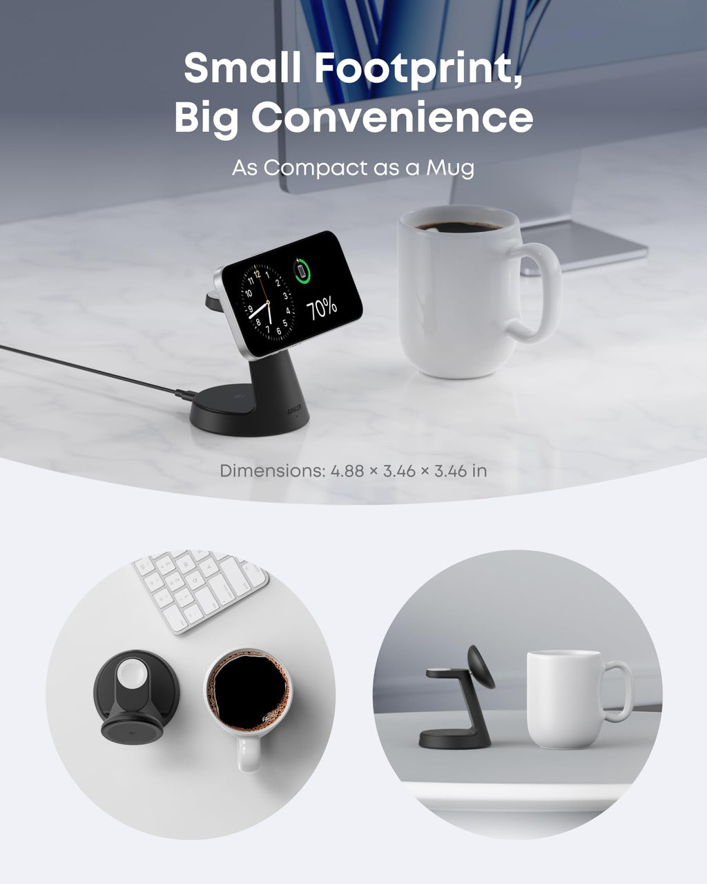 charger with compact design for space-saving convenience