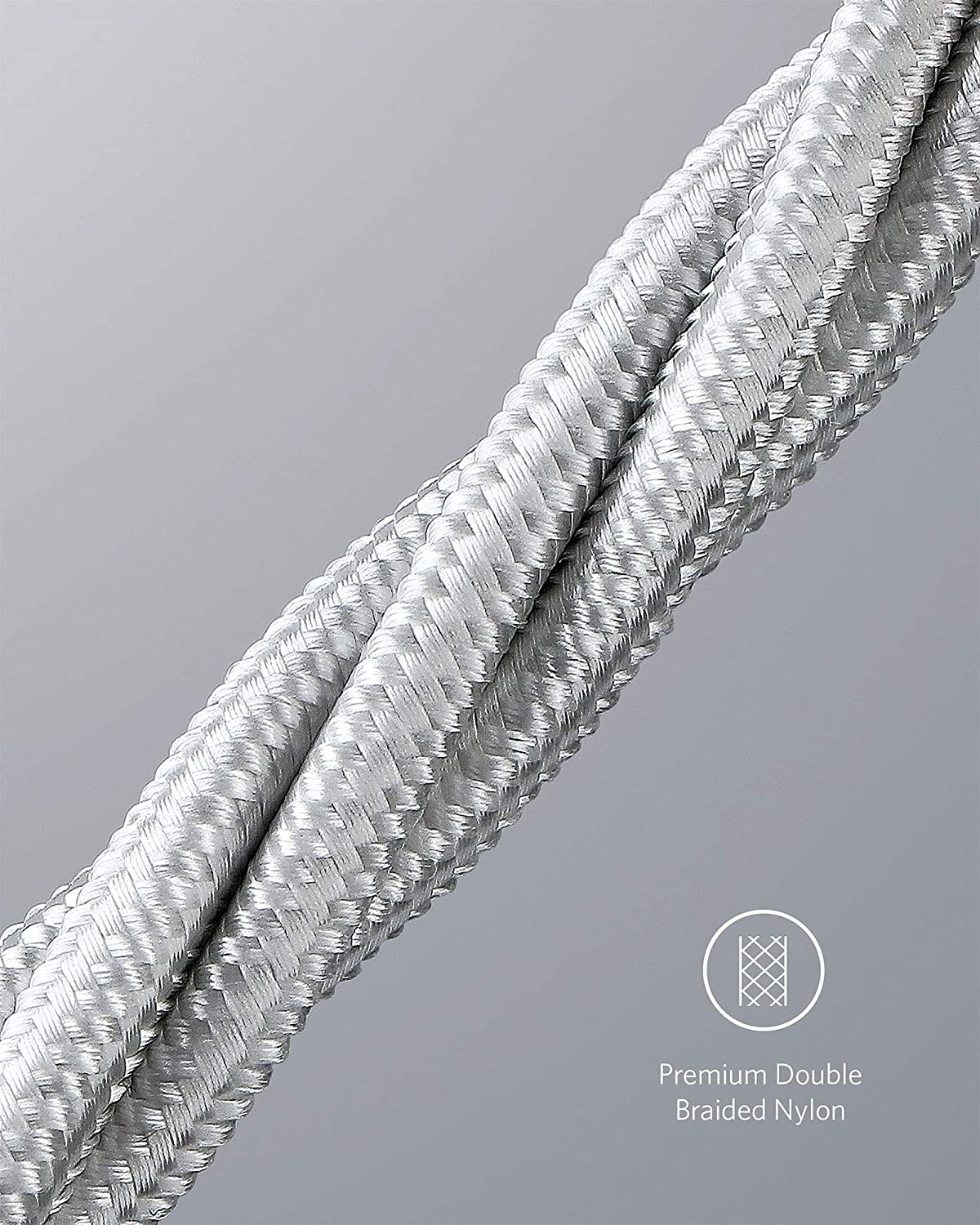 double braided nylon cable for extra durability