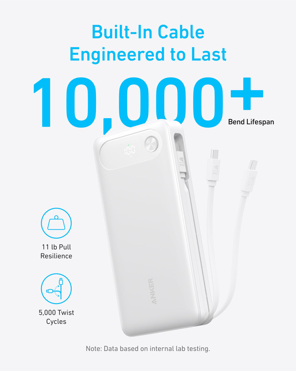 with built-in cable engineered for 10000 bend lifespan