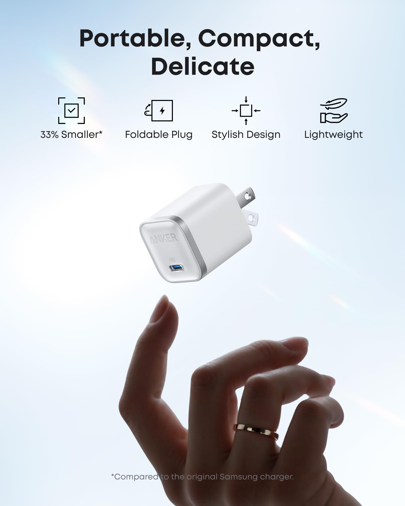 charger held with hand for stylish compact design
