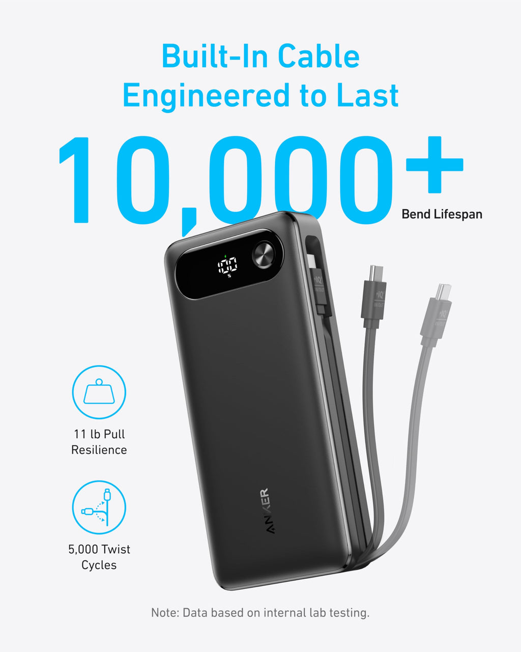 power bank with built-in cable engineered for durability