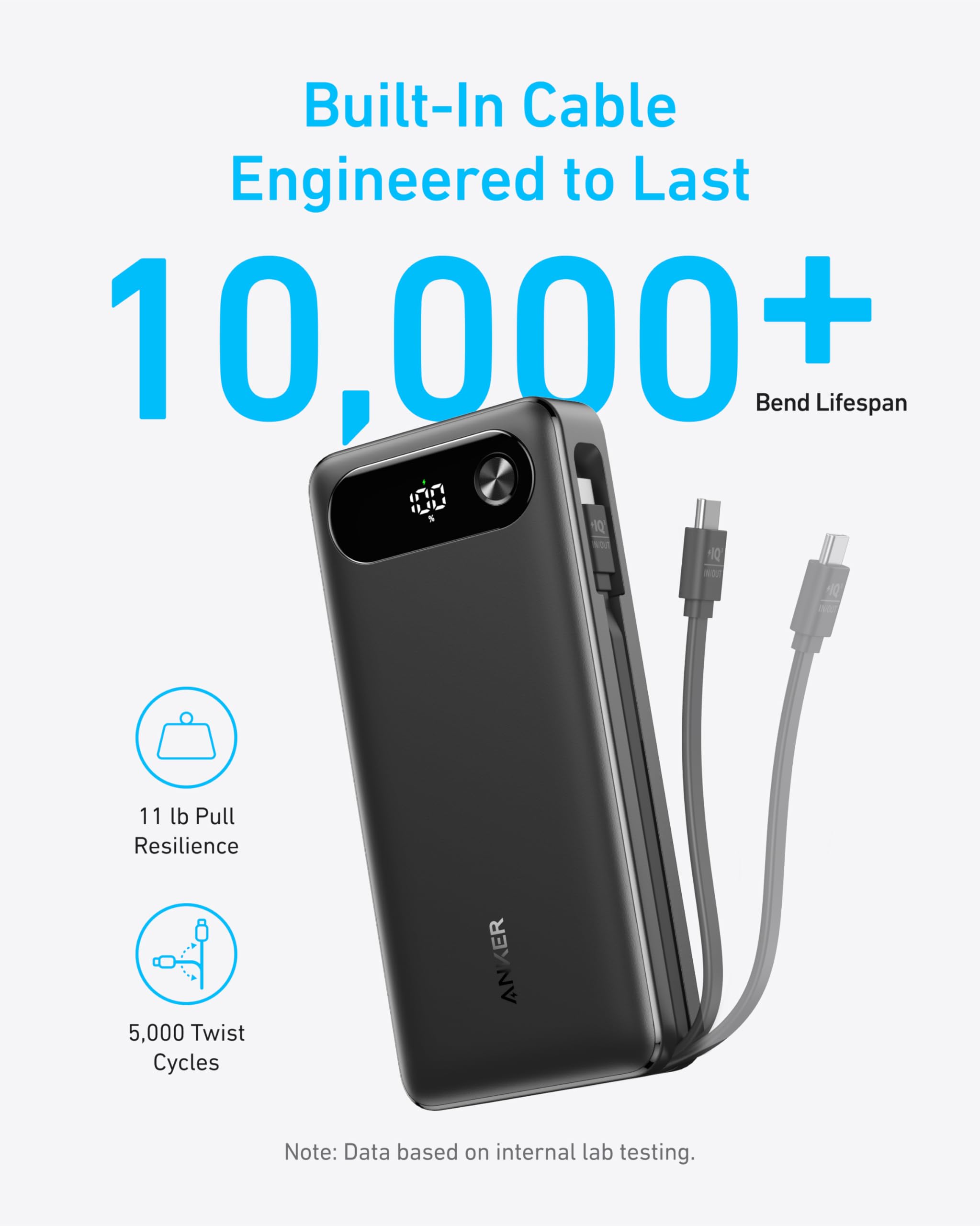 power bank with built-in cable engineered for durability